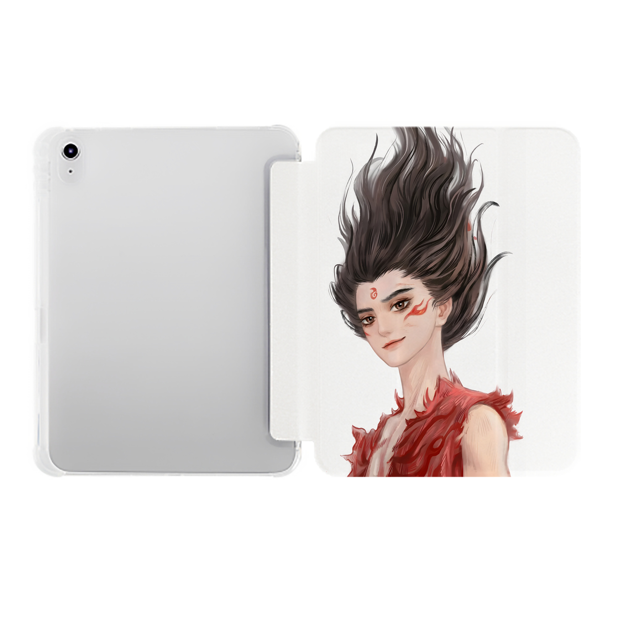 （画像用） Ne Zha 2 ナタ 魔童の大暴れ IPad ケース ペン収納付き 三つ折りスタンド PUレザー×シリコン 対応機種9.5/10.5/10.9インチ